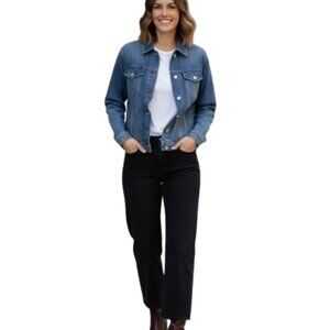 Gap 1969 Women's Iconic Jean Jacket Edgy Metal Studs, Classic Medium Fade, Large